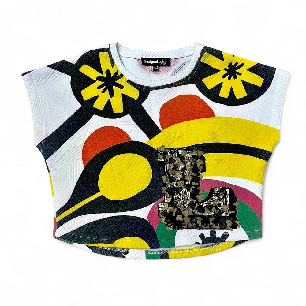 Desigual 2010s multicolored graphic print sequined top